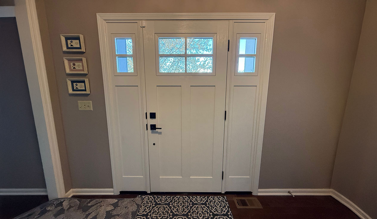 Home entry door installation in a building