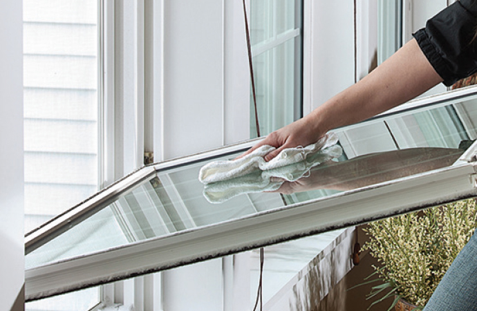 Tilt-in window for easy cleaning from inside